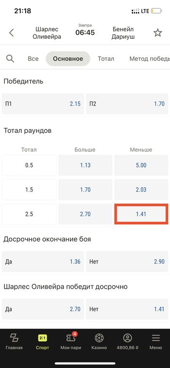 тотал меньше 2.5 раундов в мма